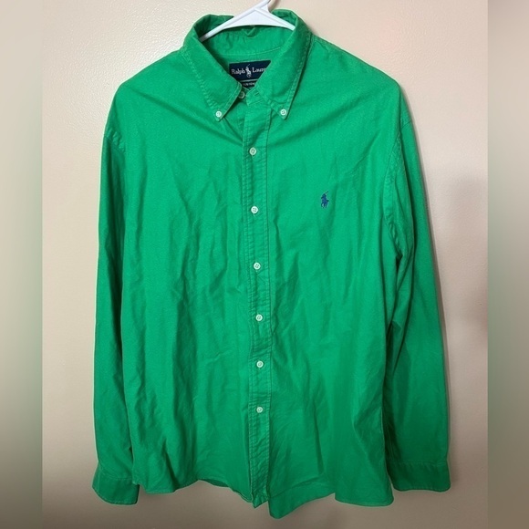 Ralph Lauren Green Custom Fit Button Down Sz XL - Picture 9 of 9